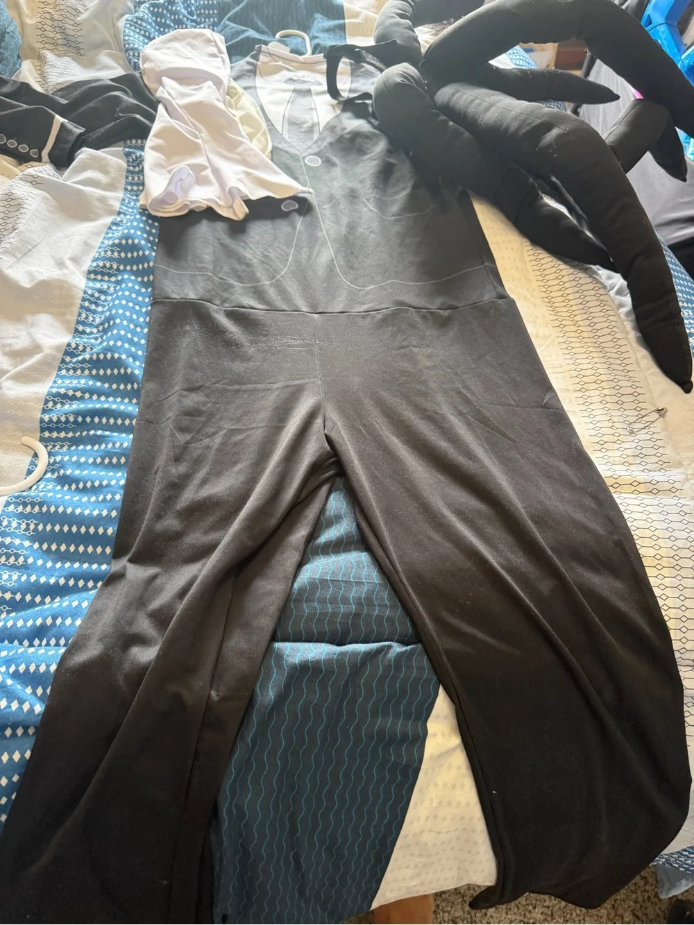 Kids Black Spider Costume with White Hood